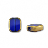 Glasperlen Rechteck Blue transparent-gold