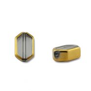 Glasperlen Hexagon Grey transparent-gold