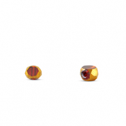 Glasperlen Irregular Red transparent-gold