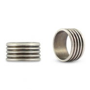 Metall Schieber DQ Ring geriffelt Antik silber (Nickelfrei)