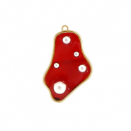 Resin Anh&auml;nger Irregular mit Perlen Gold-red-white