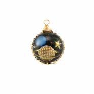 Resin Anh&auml;nger Rund Galaxie Gold-blue-glitter