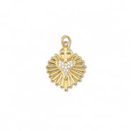 Brass TQ Metall Anh&auml;nger Hertz mit Kreuz Gold