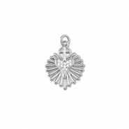 Brass TQ Metall Anh&auml;nger Hertz mit Kreuz Silver