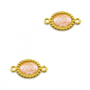 Stainless Steel - Rostfrei Stahl Zwischenst&uuml;cke Zirkonia Oval Gold-light orange