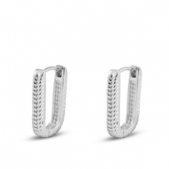 Brass TQ Metall Ohrringe / Ohrstecker Oval Silver