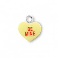 Resin Anhänger Herz "BE MINE" Light yellow-red