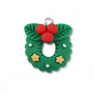 Resin Anhänger Weihnachtskranz Green-red-yellow