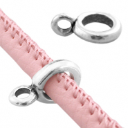 DQ Metall Anh&auml;nger mit &Ouml;se (f&uuml;r 4mm Leder gesteppt) Antik silber (Nickelfrei)