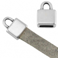 DQ Metall Endkappen viereckig (f&uuml;r 5mm flach Leder) Antik silber (Nickelfrei)