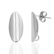 Metall Zubeh&ouml;r DQ Earpin oval 9x18mm Antik silber (nickelfrei)