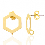 Metall Zubeh&ouml;r DQ Earpin Hexagon mit &Ouml;se Gold (Nickelfrei)