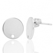 Metall Zubeh&ouml;r DQ Earpin rund 12mm Antik silber (Nickelfrei)