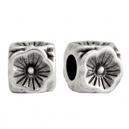Metall Perlen DQ Blume cube 5mm Antik silber (Nickelfrei)