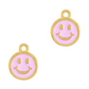 Metall Anh&auml;nger DQ Smiley Gold-light pink (Nickelfrei)