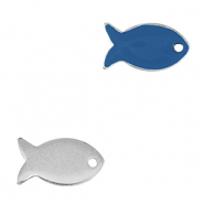 Metall Anh&auml;nger DQ Fisch Antik silber-cerulean blue (nikkelvrij)