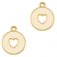 Metall Anh&auml;nger DQ Herz Gold-ivory white (nikkelvrij)