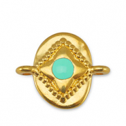 Metall Anh&auml;nger DQ Zwischenst&uuml;ck oval Veraman Blue-Gold (Nickelfrei)