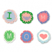 Polymer Perlen "I love mom" Multicolor light