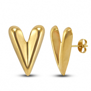 Ohrringe / Ohrstecker aus Stainless Steel - Rostfreiem Stahl Herz Gold