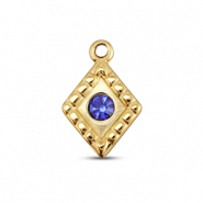 BY31&reg; Stainless Steel - Rostfrei Stahl Anh&auml;nger Rhombus Gold-sapphire blue