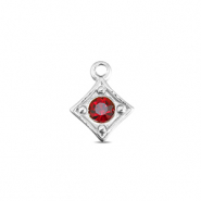 BY31&reg; Stainless Steel - Rostfrei Stahl Anh&auml;nger Rhombus Silver-ruby red