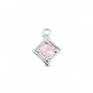BY31&reg; Stainless Steel - Rostfrei Stahl Anh&auml;nger Rhombus Silver-soft pink opal