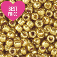 Glasperlen Rocailles 6/0 (4mm) Metallic shine gold