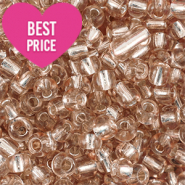 Glasperlen Rocailles 6/0 (4mm) Silverlined light semolina beige