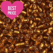 Glasperlen Rocailles 12/0 (2mm) Silverlined copper brown