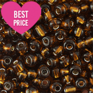 Glasperlen Rocailles 12/0 (2mm) Silverlined cognac brown