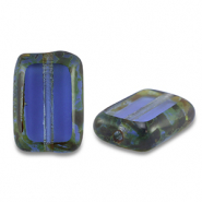 B&ouml;hmische Perlen TCB Rectangle 12x8mm Transparent dark blue