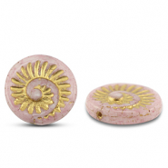 B&ouml;hmische Perlen Fossil Shell 18mm Light mauve pink-gold