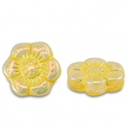 B&ouml;hmische Perlen Boho Flower 14mm Transparent yellow-AB coating
