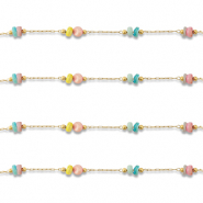 Stainless Steel - Rostfrei Stahl Schmuckzubehör Gliederkette Disc Gold-multicolour