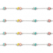 Stainless Steel - Rostfrei Stahl Schmuckzubehör Gliederkette Disc Silver-multicolour