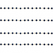 Stainless Steel - Rostfrei Stahl Schmuckzubehör Gliederkette Rund Gold-dark blue