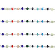 Stainless Steel - Rostfrei Stahl Schmuckzubehör Gliederkette Rund Silver-multicolour