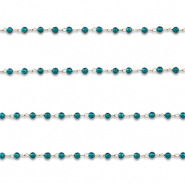 Stainless Steel - Rostfrei Stahl Schmuckzubehör Gliederkette Rund Gold-turquoise blue