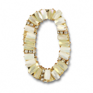 Top Facett Anhänger Oval White AB-transparent AB-gold