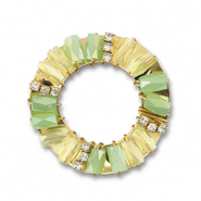 Top Facett Anhänger Rund Light green-transparent AB-gold