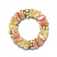 Top Facett Anhänger Rund Peach pink AB-transparent AB-gold