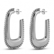 Ohrringe aus Stainless Steel - Rostfreiem Stahl Ohrstecker Oval Silver