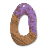 Holz Anh&auml;nger Irregular Purple transparent-gold-brown