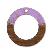 Holz Anh&auml;nger Rund Purple transparent-gold-brown