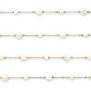 Stainless Steel - Rostfrei Stahl Schmuckzubehör Gliederkette Rund Gold-off white