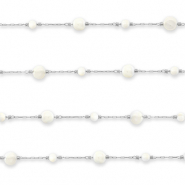 Stainless Steel - Rostfrei Stahl Schmuckzubehör Gliederkette Rund Silver-off white