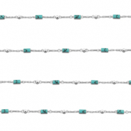 Stainless Steel - Rostfrei Stahl Schmuckzubehör Gliederkette Howlit Tube Silver-turquoise