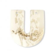 Polymer Anhänger U-förmig Off white-beige-gold