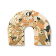 Polymer Anhänger Bogen Brown-pink-white-gold